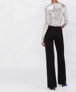 Versace front slit belted trousers