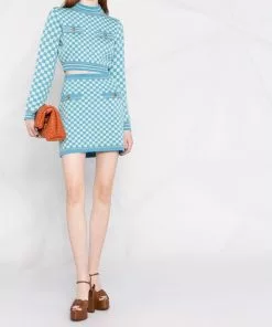 Versace checkeredboard-print cropped jumper