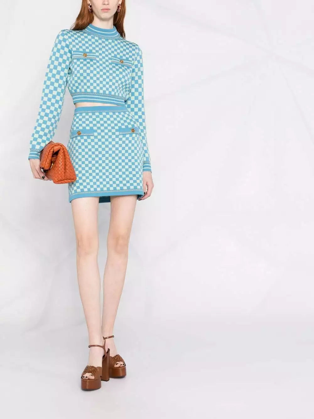 Versace Checkeredboard print cropped jumper 4 Versace checkeredboard-print cropped jumper