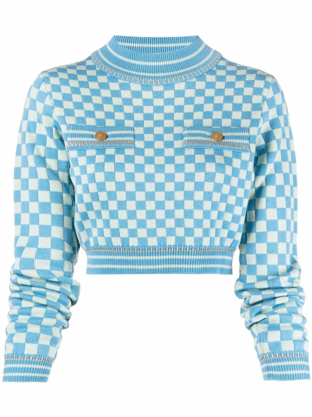 Versace Checkeredboard print cropped jumper 3 Versace checkeredboard-print cropped jumper