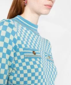 Versace Checkeredboard print cropped jumper 10 Versace checkeredboard-print cropped jumper